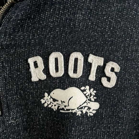 ROOTS Canada Black oversized Pullover Quarter Zip Sweatshirt Womens Size XS - Picture 2 of 8